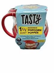Tasty 1 1/2 QT Size Microwave Popcorn Popper, Dishwasher Safe, Red
