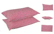 Pillow Case Set 400 Thread Count 100% Cotton Standard Size 2pc, Red and White