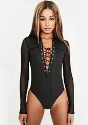 [Club Exx] Gone Commando Lace-Up Bodysuit