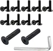 Pack of 20 M6 x 16 mm countersunk Screws, Black Stainless Steel, Standard Quincunx countersunk Screws with Hexagon Socket, Threaded Screws for Machine Equipment and Home Furniture
