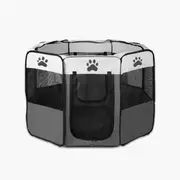 8 Panel Pet Dog Cat Crate Play Pen Bags Kennel Portable Tent Playpen Puppy Cage Medium Grey