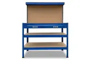 3-Layered Work Bench Garage Storage Table Tool Shop Shelf Blue