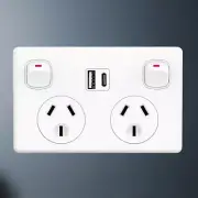 FAST Charge 10 amp Double Power Point Wall Outlet USB & Type-C GPO Supply Socket