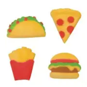 24 Junk Fast Food Cupcake Toppers Pizza, Taco,Burger,French Fries Food Truck