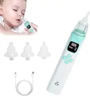 MOGONE Large Flow Electric Nasal Aspirator, Nasal Aspirator, Baby Nose Sucker, Automatic Nose Cleaner with 3 Silicone Tips, Adjustable Suction Level, Music and Light Soothing Function, Anti-Backflow