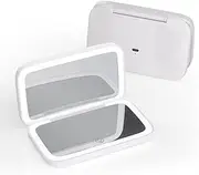 Meichoon Mini Square Vanity Mirror 5X Magnifier Foldable Makeup Mirror Portable Hand Double-Sided Compact Pocket Cosmetic Mirror USB Charging UK21 White