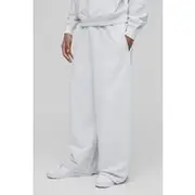 Mens Grey Marl 260GSM Loopback Basic Extreme Wide Leg Jogger