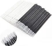 Micro Applicators 200Pcs, Inartato Disposable Micro Brush Microswab Wands for Eyelash Extensions Makeup and Personal Care (Black & White - Long Microfiber Tips)