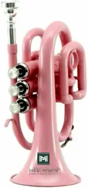 Pocket Trumpet Bb Pitch Including Mouthpiece and Carry Case, (Pink Gold)