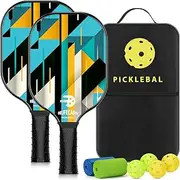 NUFECARG Pickleball Paddles Set, Pickleball Rackets with Honeycomb Core Carbon Fiber Surface, Lightweight Racquets, Set Includes 2 Rackets, 2 Towels, 4 Balls, 2 Grip Straps and Pickleball Bag