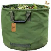 125L Extra Robust Gardening Bag with Handles, Green Leaf Collection Bag with Military Canvas (H45.7 cm, D55.8 cm)