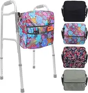 Rollator Bag by Vive - Universal Travel Tote for Carrying Accessories on Wheelchair, Rollator, Rolling Walkers & Transport Chairs - Lightweight Handicap Medical Mobility Aid, Purple Floral