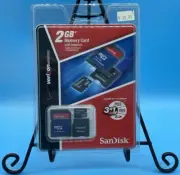 Sandisk 2GB Memory 3 in 1 MicroSD Card with Adapters Verizon Wireless New Sealed