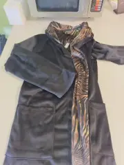 Natori Mens Kasem Tiger-Print Shawl-Collar Velour Robe Brown Size M