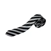 Mens White & Black Thick Diagonal Stripe 5Cm Skinny Neck Tie