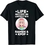 [X.Style] Life is Short. Lengthen Ramen Kpop k-pop Music ds781 T-Shirt (2XL) Black
