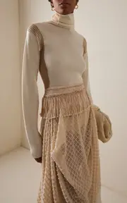 [Diotima] Crochet-Detailed Wool-Blend Turtleneck Top