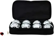 Deluxe 8 Metal Bowls Bocce/Petanque Silver Game Set w/Rules