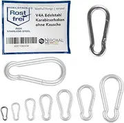 Pack of 4 Carabiner Hooks Small 3 mm Thick Carabiner Stainless Steel Hook Key Ring Without Eye Thimble Breaking Load 200 kg Stainless Steel Carabiner 3 x 30 mm Hammock Swing
