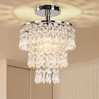 FRIXCHUR Small Crystal Chandelier Led Crystal Ceiling Lights 3 Tiers Crystal Rai