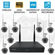Elinz 8CH CCTV Wireless Security System 2MP IP WiFi 8x Camera 1080P NVR No Hard Drive