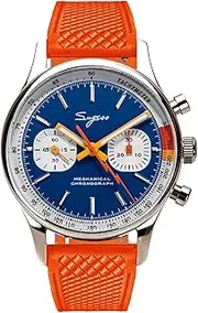 SUCHP007FO 40MM Gold SWAN Neck Chronograph Pliot Chrono Seagull ST1901 Movement Sapphire Crystal Men's Watch 1963, Blue, strap