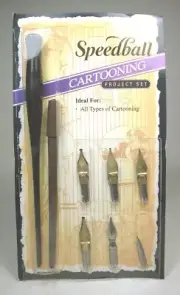 SPEEDBALL CARTOONING PROJECT SET...8 Pc. DIP PEN NIBS...VINTAGE ...USA MADE