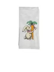 Spring Anti-Microbial Easter Kitchen Towel large Easter bunny rabbit flowers
