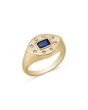 Bloomingdale's Fine Collection Men's Blue Sapphire & Diamond Pinky Ring in 14K Yellow Gold
