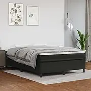 Box Spring Bed with Mattress Black 137x187 cm Double Size Faux Leather Furniture Bedroom
