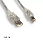 KNTK 6' Clear USB 2.0 Type A to B Cable 28AWG Scanner Printer HDD Data Cord
