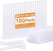 100 Pack Mini Hot Glue Sticks, 8" Long x 0.27" Diameter Clear Glue Sticks for Glue Gun, EVA Clear Glue Gun Sticks, Hot Glue Gun Sticks for DIY Craft Projects & Sticks