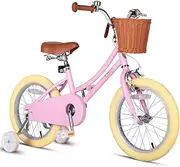 vollsch Girls Bike for Age 2-12 Years Old Kids Toddlers 12 14 16 18 20 Inches Retro Bicycles with Training Wheels Basket Bell Ring, Multiple Colors
