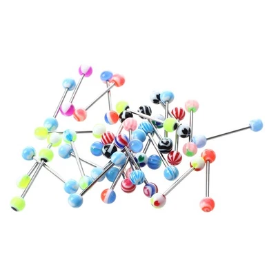 30 x Assorted Tongue Nipple Bar Barbell Piercing E3N22746