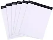 Mintra Office Legal Pads - ((Basic White 6pk, 8.5in x 11in, Wide Ruled)) - 50 Sheets per Notepad, Micro Perforated Writing Pad, Notebook Paper for School, College, Office, Business