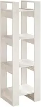 Book Cabinet & Room Divider | White Solid Pinewood Bookcase (41x35x125 cm) | Space-Saving Standing Shelf for Small Spaces & Home Office