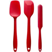 Silicone Spatula Set - 3-Piece Red Rubber Spatulas Silicone Heat Resistant 600°F