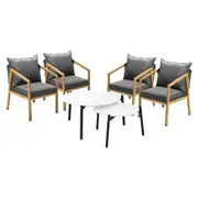 Livsip 6PCS Outdoor Patio Setting Furniture Lounge White 70cm Coffee Table Set