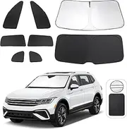 TINGLU Window Shades for Volkswagen VW Tiguan 2018-2023 Accessories Car Side Full Windows Rear Triangular Windshield Sun Shade Sun UV Rays & Privacy Protection for Camping,Napping,and Relaxing 8PCS