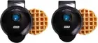 2 Pack Mini Waffle Maker - Non-Stick 4" for Waffles & Hash Browns, Black