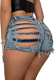 [VENDAU] Women's High Waisted Jean Shorts - Denim Shorts for Women Stretchy Ripped Casual Summer Hot Short Distressed