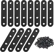Oidnvay 12 PCS Straight Brackets Steel Brace Flat Metal Brackets Mending Repair Plate with Screws for Wood Bracket with Screws Joint Right Shelf Support for Chair Bookshelf Board Window Furniture Cabinet