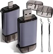2Pcs Multi Use USB Card Reader with Keychain Durable Reader for Micro Compatible with Computers and Phones Great Family and Friends