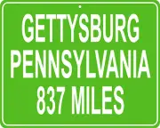 Gettysburg Pennsylvania mileage sign - distance to your house