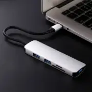 USB Type-C 5in1 Hub Adapter 3 USB 3.0 SD/TF Card Reader for Dell Laptop Macbook