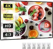Oimzzr 84 Inch Projector Screen 4:3 HD 4K Foldable Portable Sided Projection Anti-Crease Movie Screen Curtain with Hooks for Indoor Home Theater Office Meeting