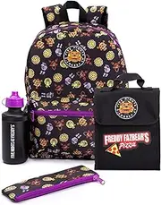 [Five Nights at Freddy's] Five Nights at Freddys Boys Backpack FNAF Merchandise Freddy Chica Foxy Bonnie School Rucksack for Kids Pencil Case & Water Bottle