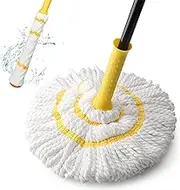 Self-Wringing Twist Mop for Floor Cleaning, Long Handled Microfiber Floor Mop with Top Scouring Pad for Kitchen, Hardwood, Restaurant, Bathroom, Garages, Warehouses, Office, 57-inch
