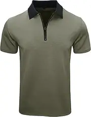 [ontiwes] Mens Polo Shirts Regular Fit Quarter Zip Tshirts for Men Casual T Shirts Lightweight Short Sleeve Golf Shirt Pullover