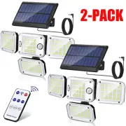 Solar Power 4 Head Light 2 PIR Motion Sensor Outdoor Security Lamp Wall Garden